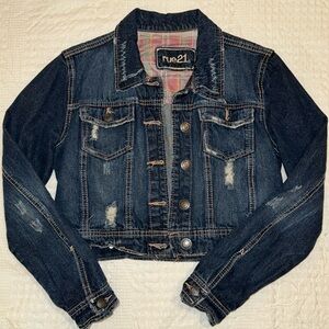 (L) Rue21 dark washed cropped Jean Jacket